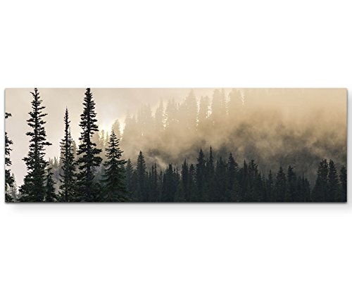 Eau Zone Wandbild auf Leinwand 150x50cm Wald im Nebel von Eau Zone