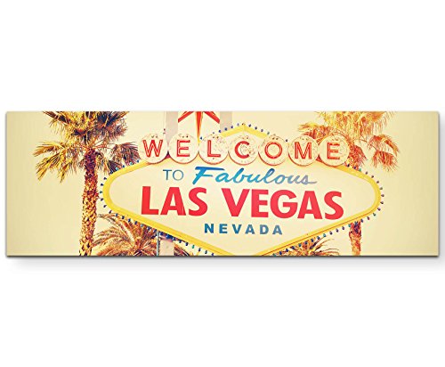 Eau Zone Wandbild auf Leinwand 150x50cm Willkommen in Las Vegas Schild von Eau Zone