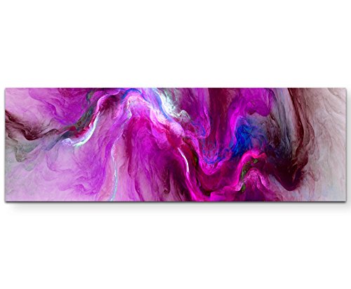 Eau Zone Wandbild auf Leinwand 150x50cm abstraktes pinkes Gemälde von Eau Zone