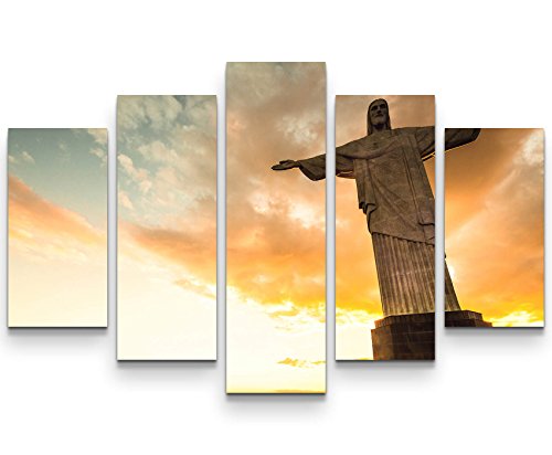 Eau Zone Wandbild auf Leinwand 160x100cm Cristo Redentor im strahlenden Sonnenaufgang von Eau Zone