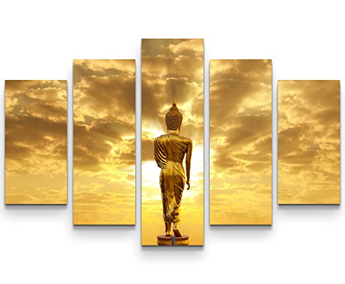 Eau Zone Wandbild auf Leinwand 160x100cm Goldener Buddha in Thailand von Eau Zone