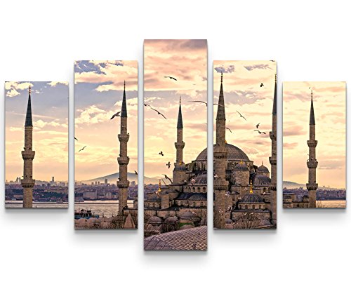 Eau Zone Wandbild auf Leinwand 160x100cm Sonnenuntergang über der blauen Moschee – Istanbul von Eau Zone