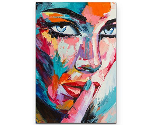 Eau Zone Wandbild auf Leinwand 90x60cm abstraktes Portrait – Frau von Eau Zone
