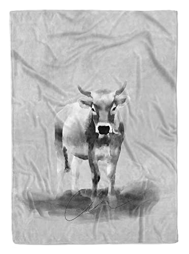 Handtuch Strandhandtuch Saunatuch Kuscheldecke Grau Kuh Motiv Größe 180 x 100 cm von Eau Zone