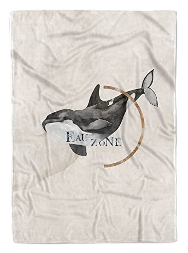 Handtuch Strandhandtuch Saunatuch Kuscheldecke Kunstvoll Ozean Killerwal Orca Motiv Größe 180 x 100 cm von Eau Zone