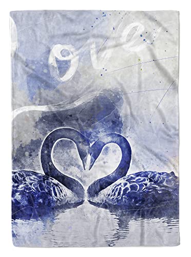 Handtuch Strandhandtuch Saunatuch Kuscheldecke SplashArt Tier Serie Kunstvoll Swan Love M Größe 140 x 70 cm von Eau Zone