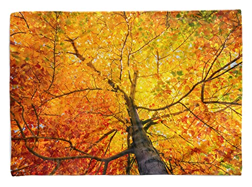 Handtuch Strandhandtuch Saunatuch Kuscheldecke mit Fotomotiv Baum Herbstblätter Größe 140 x 70 cm von Eau Zone
