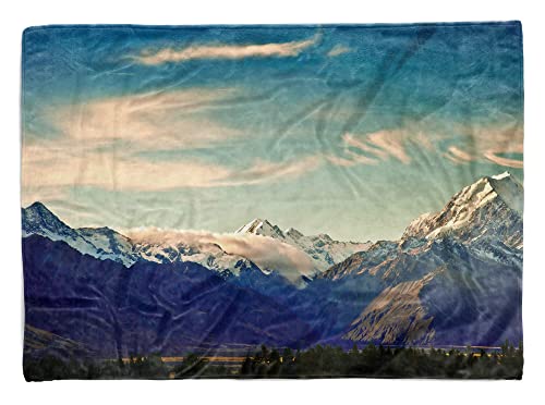 Handtuch Strandhandtuch Saunatuch Kuscheldecke mit Fotomotiv Berge Tannenwald Natur Größe 180 x 100 cm von Eau Zone