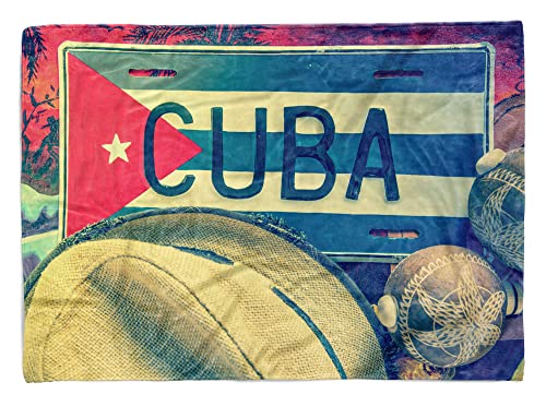 Handtuch Strandhandtuch Saunatuch Kuscheldecke mit Fotomotiv Cuba Hut Metallsch Größe 180 x 100 cm von Eau Zone