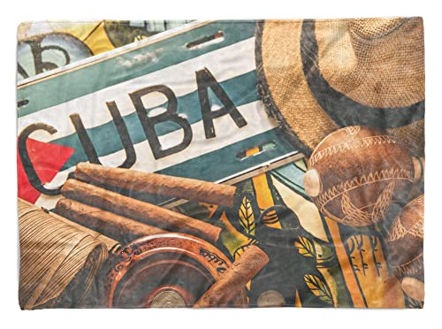 Handtuch Strandhandtuch Saunatuch Kuscheldecke mit Fotomotiv Cuba Hut Zigarren Größe 100 x 50 cm von Eau Zone