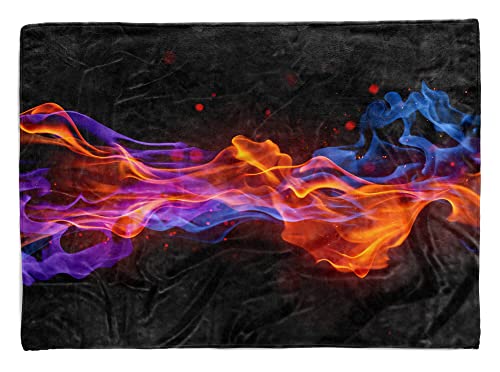 Handtuch Strandhandtuch Saunatuch Kuscheldecke mit Fotomotiv Flammen Blau Rot Kunstvoll Größe 180 x 100 cm von Eau Zone