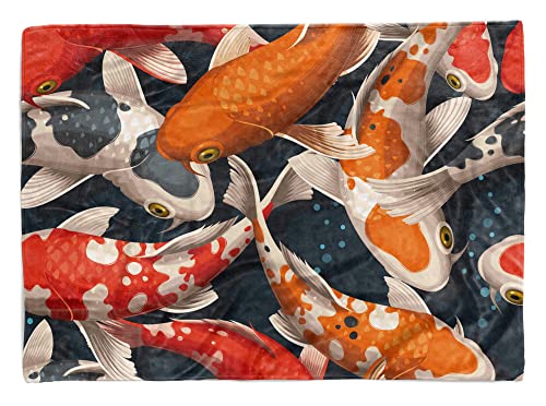 Handtuch Strandhandtuch Saunatuch Kuscheldecke mit Fotomotiv Koi Fische Grafik Größe 180 x 100 cm von Eau Zone