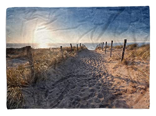 Handtuch Strandhandtuch Saunatuch Kuscheldecke mit Fotomotiv Nordsee Strandweg Größe 140 x 70 cm von Eau Zone