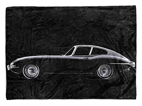 Handtuch Strandhandtuch Saunatuch Kuscheldecke mit Fotomotiv Oldtimer Jaguar E- Größe 140 x 70 cm von Eau Zone