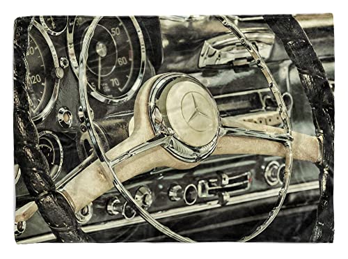 Handtuch Strandhandtuch Saunatuch Kuscheldecke mit Fotomotiv Oldtimer Mercedes Größe 180 x 130 cm (Tagesdecke - Sherpa Flies) von Eau Zone
