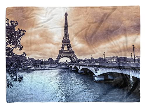Handtuch Strandhandtuch Saunatuch Kuscheldecke mit Fotomotiv Paris Eiffelturm F Größe 180 x 100 cm von Eau Zone