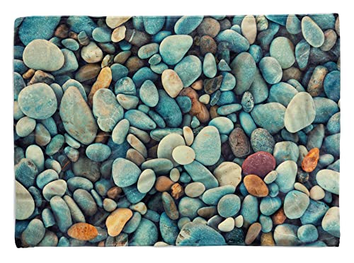 Handtuch Strandhandtuch Saunatuch Kuscheldecke mit Fotomotiv Runde Steine Meer Größe 140 x 70 cm von Eau Zone