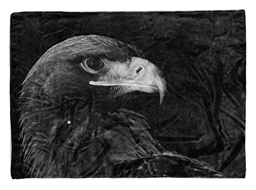 Handtuch Strandhandtuch Saunatuch Kuscheldecke mit Tiermotiv Adler Schwarz Weiß Größe 180 x 100 cm von Eau Zone