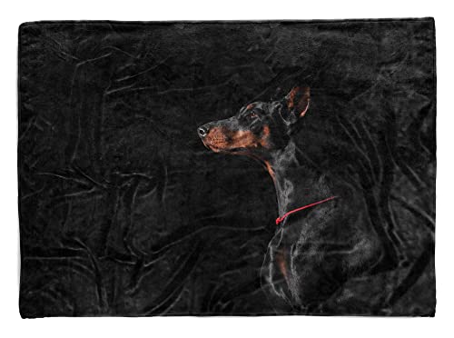 Handtuch Strandhandtuch Saunatuch Kuscheldecke mit Tiermotiv Dobermann Hund Größe 140 x 70 cm von Eau Zone