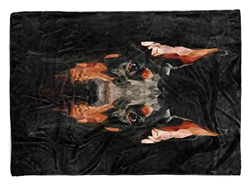 Handtuch Strandhandtuch Saunatuch Kuscheldecke mit Tiermotiv Dobermann Hund Größe 180 x 100 cm von Eau Zone