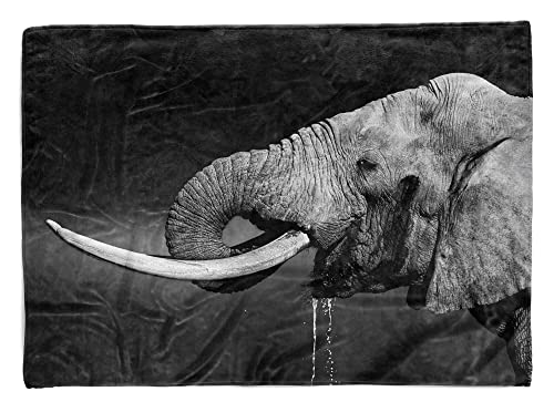 Handtuch Strandhandtuch Saunatuch Kuscheldecke mit Tiermotiv Elefant trinkt was Größe 180 x 100 cm von Eau Zone
