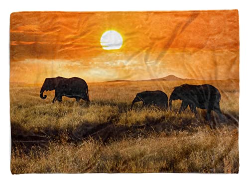 Handtuch Strandhandtuch Saunatuch Kuscheldecke mit Tiermotiv Elefanten Afrika S Größe 140 x 70 cm von Eau Zone