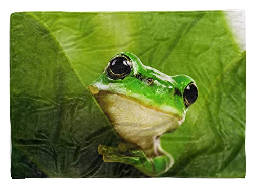 Eau Zone Handtuch Strandhandtuch Saunatuch Kuscheldecke mit Tiermotiv Frosch Grün Größe 140 x 70 cm von Eau Zone