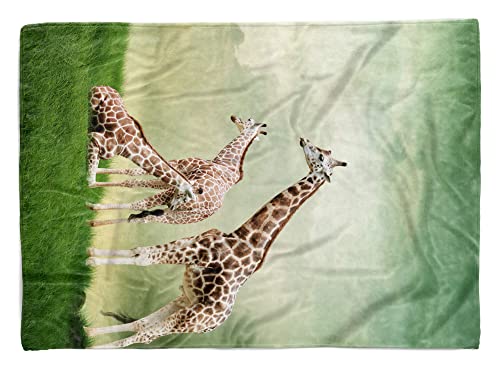 Handtuch Strandhandtuch Saunatuch Kuscheldecke mit Tiermotiv Giraffe auf Wiese Größe 140 x 70 cm von Eau Zone