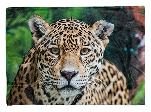 Handtuch Strandhandtuch Saunatuch Kuscheldecke mit Tiermotiv Jaguar Raubkatze Größe 140 x 70 cm von Eau Zone