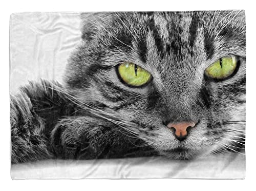 Handtuch Strandhandtuch Saunatuch Kuscheldecke mit Tiermotiv Katze Augen Größe 180 x 100 cm von Eau Zone
