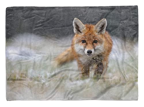 Handtuch Strandhandtuch Saunatuch Kuscheldecke mit Tiermotiv Kleiner Fuchs Größe 180 x 130 cm (Tagesdecke - Sherpa Flies) von Eau Zone