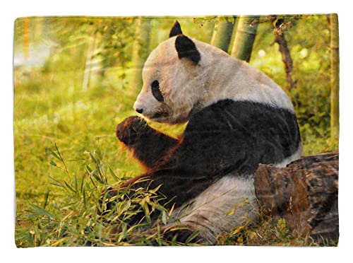 Handtuch Strandhandtuch Saunatuch Kuscheldecke mit Tiermotiv Panda Bambus Größe 140 x 70 cm von Eau Zone