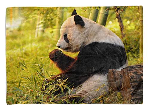 Handtuch Strandhandtuch Saunatuch Kuscheldecke mit Tiermotiv Panda Bambus Größe 180 x 100 cm von Eau Zone