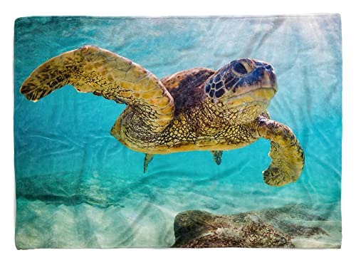 Handtuch Strandhandtuch Saunatuch Kuscheldecke mit Tiermotiv Seeschildkröte UNT Größe 180 x 100 cm von Eau Zone