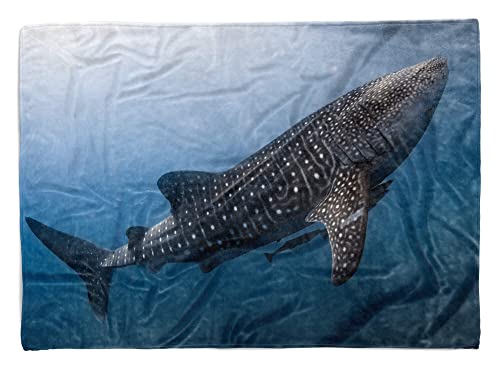 Handtuch Strandhandtuch Saunatuch Kuscheldecke mit Tiermotiv Walhai unter Wasse Größe 180 x 100 cm von Eau Zone