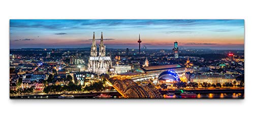 Eau Zone Leinwandbild auf Echtholzrahmen Köln Skyline 150x50cm von Eau Zone