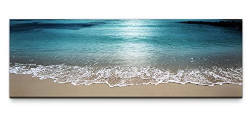 Eau Zone Leinwandbild auf Echtholzrahmen Meer mit Strand 150x50cm von Eau Zone