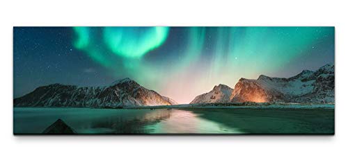 Leinwandbild auf Echtholzrahmen Polarlichter 150x50cm von Eau Zone