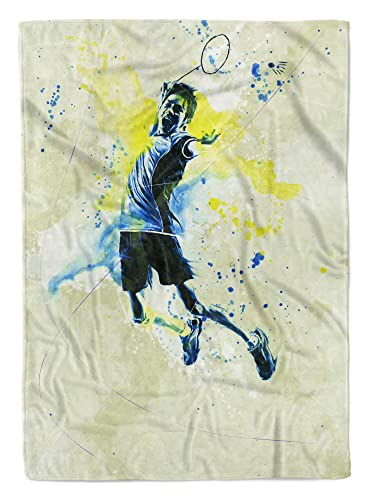 SplashArt Sport Handtuch Strandhandtuch Saunatuch Kuscheldecke Kunstvoll Badminton Sporth Größe 180 x 100 cm von Eau Zone