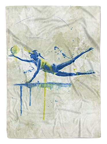 SplashArt Sport Handtuch Strandhandtuch Saunatuch Kuscheldecke Kunstvoll Beach Volleyball Größe 180 x 100 cm von Eau Zone