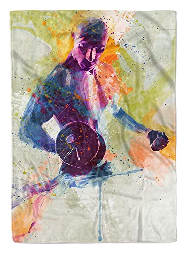 SplashArt Sport Handtuch Strandhandtuch Saunatuch Kuscheldecke Kunstvoll Bodybuilder SPOR Größe 180 x 100 cm von Eau Zone