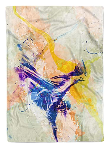 SplashArt Sport Handtuch Strandhandtuch Saunatuch Kuscheldecke Kunstvoll Breakdance Sport Größe 140 x 70 cm von Eau Zone