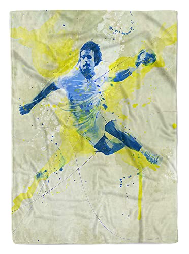 SplashArt Sport Handtuch Strandhandtuch Saunatuch Kuscheldecke Kunstvoll Handball Sportha Größe 180 x 100 cm von Eau Zone