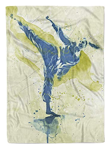 SplashArt Sport Handtuch Strandhandtuch Saunatuch Kuscheldecke Kunstvoll Karate Sporthand Größe 140 x 70 cm von Eau Zone