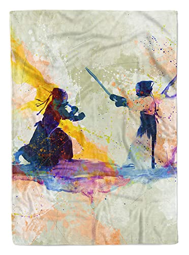 SplashArt Sport Handtuch Strandhandtuch Saunatuch Kuscheldecke Kunstvoll Kendo II Sportha Größe 140 x 70 cm von Eau Zone