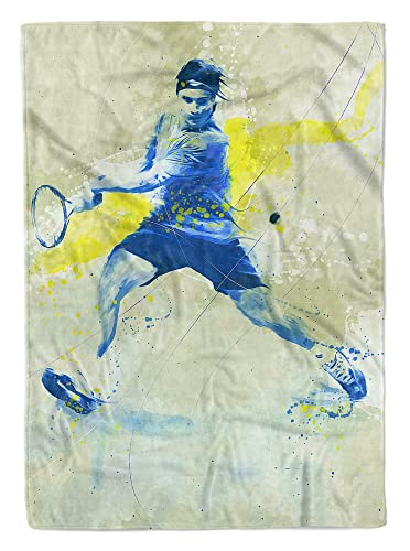 SplashArt Sport Handtuch Strandhandtuch Saunatuch Kuscheldecke Kunstvoll Tennis II Sporth Größe 140 x 70 cm von Eau Zone