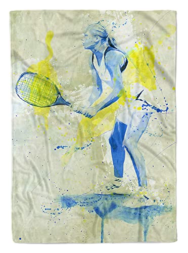 SplashArt Sport Handtuch Strandhandtuch Saunatuch Kuscheldecke Kunstvoll Tennis Sporthand Größe 100 x 50 cm von Eau Zone
