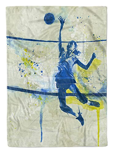 SplashArt Sport Handtuch Strandhandtuch Saunatuch Kuscheldecke Kunstvoll Volleyball Sport Größe 180 x 100 cm von Eau Zone