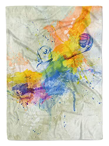 SplashArt Sport Handtuch Strandhandtuch Saunatuch Kuscheldecke Kunstvoll Wasserball I SPO Größe 140 x 70 cm von Eau Zone