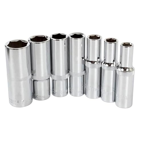 3/8 Zoll tiefer Steckschlüssel-Adapter, Sechskantschlüsselkopf, 8–24 mm, Chrom-Vanadium-Stahl, lange Reichweite, Ratschen-Stecknuss für Automobil- und Mechaniker-Werkzeug-Set (12 mm) von Eawfgtuw